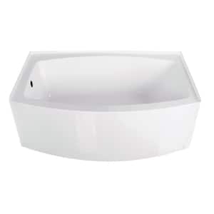 60 in. Acrylic Left Drain Rectangular Alcove Soaking Bathtub in White