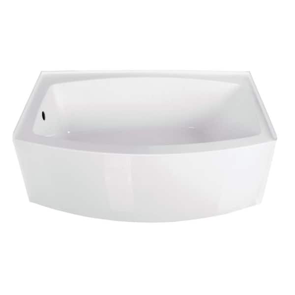 Aqua Eden 60 in. Acrylic Left Drain Rectangular Alcove Soaking Bathtub in White