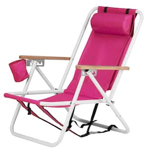 Portable Barbie Pink Steel Folding Adjustable Headrest Beach Chair