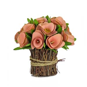 7 in. Artificial Floral Arrangements Pink Assorted Flowers Table Decor- Color- Pink