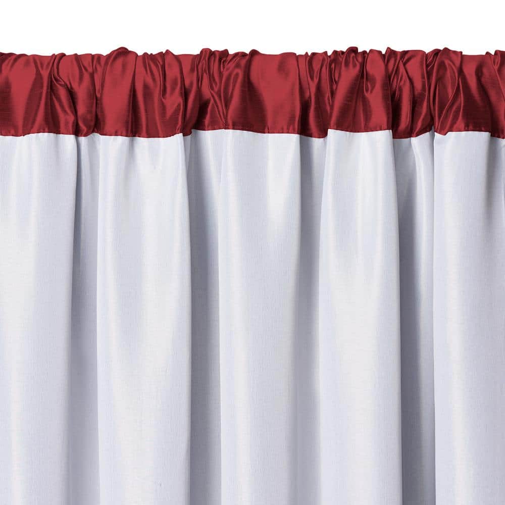 Rouge Faux Silk Room Darkening Curtain Panel with Tieback