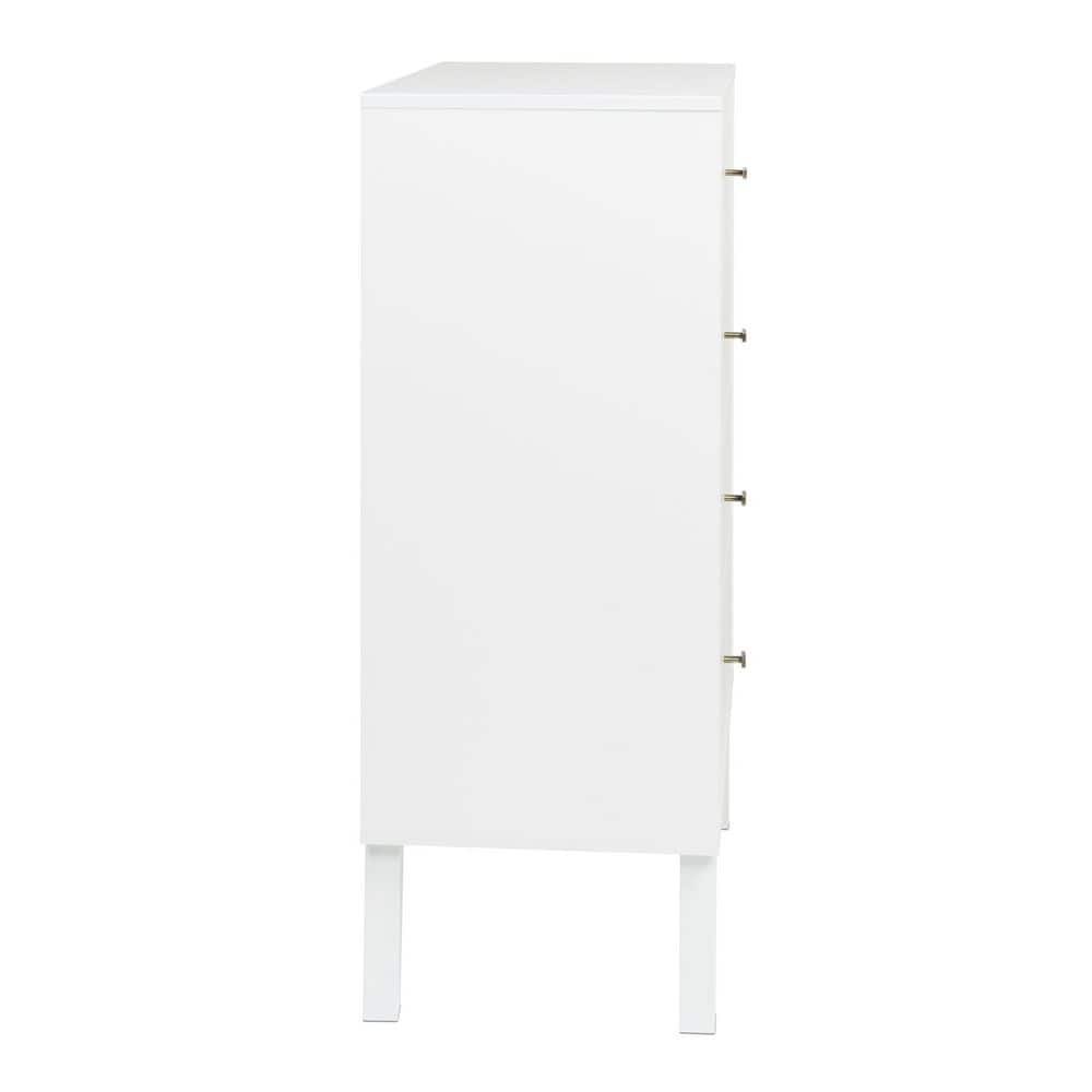 White Mid-Century Modern 4-Drawer Vertical Chest