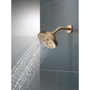 Stryke 5-Spray Patterns 6 in. Wall Mount Fixed Shower Head with H2Okinetic Technology in Lumicoat Champagne Bronze