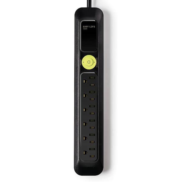 6 ft, 6-Outlet, Power Strip Surge Protector - Black