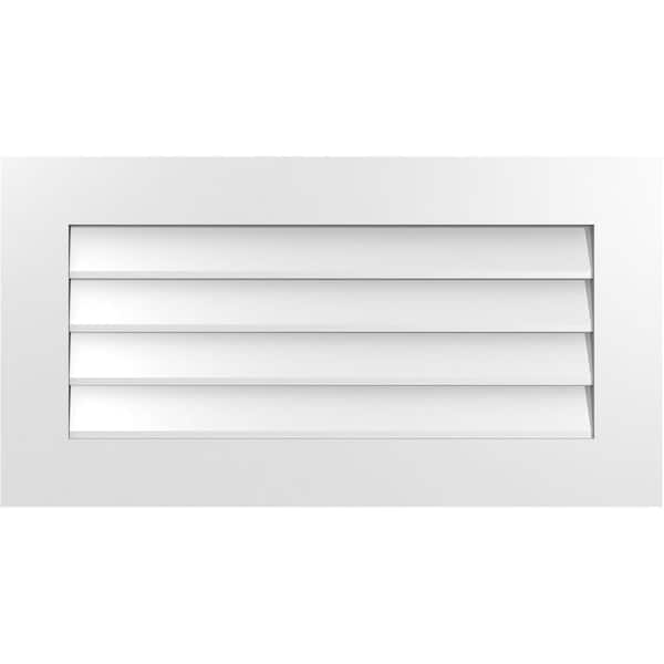 Ekena Millwork 34 in. x 18 in. Vertical Surface Mount PVC Gable Vent: Decorative with Standard Frame
