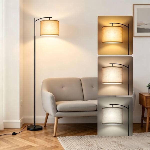 BICIK 62 in. Black Adjustable Arched/Arc Floor Lamp 5 Color