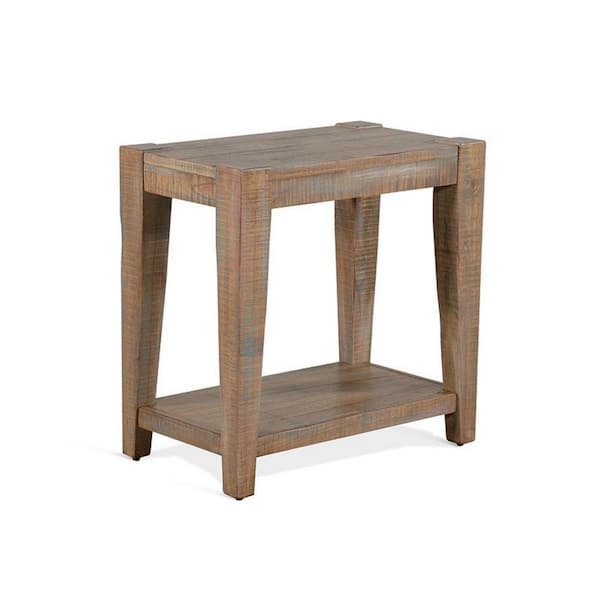 Benjara 25 in. Brown Round Wood End Table with Tapered legs