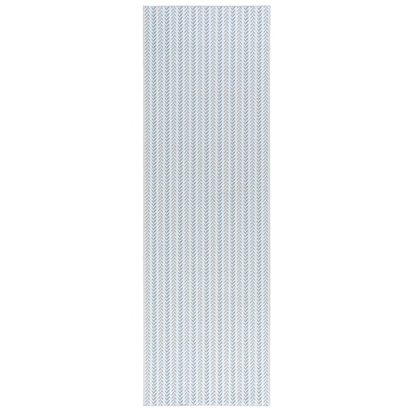 Lowell Machine Washable Blue 2.6 ft. x 8 ft. Indoor Area Rug