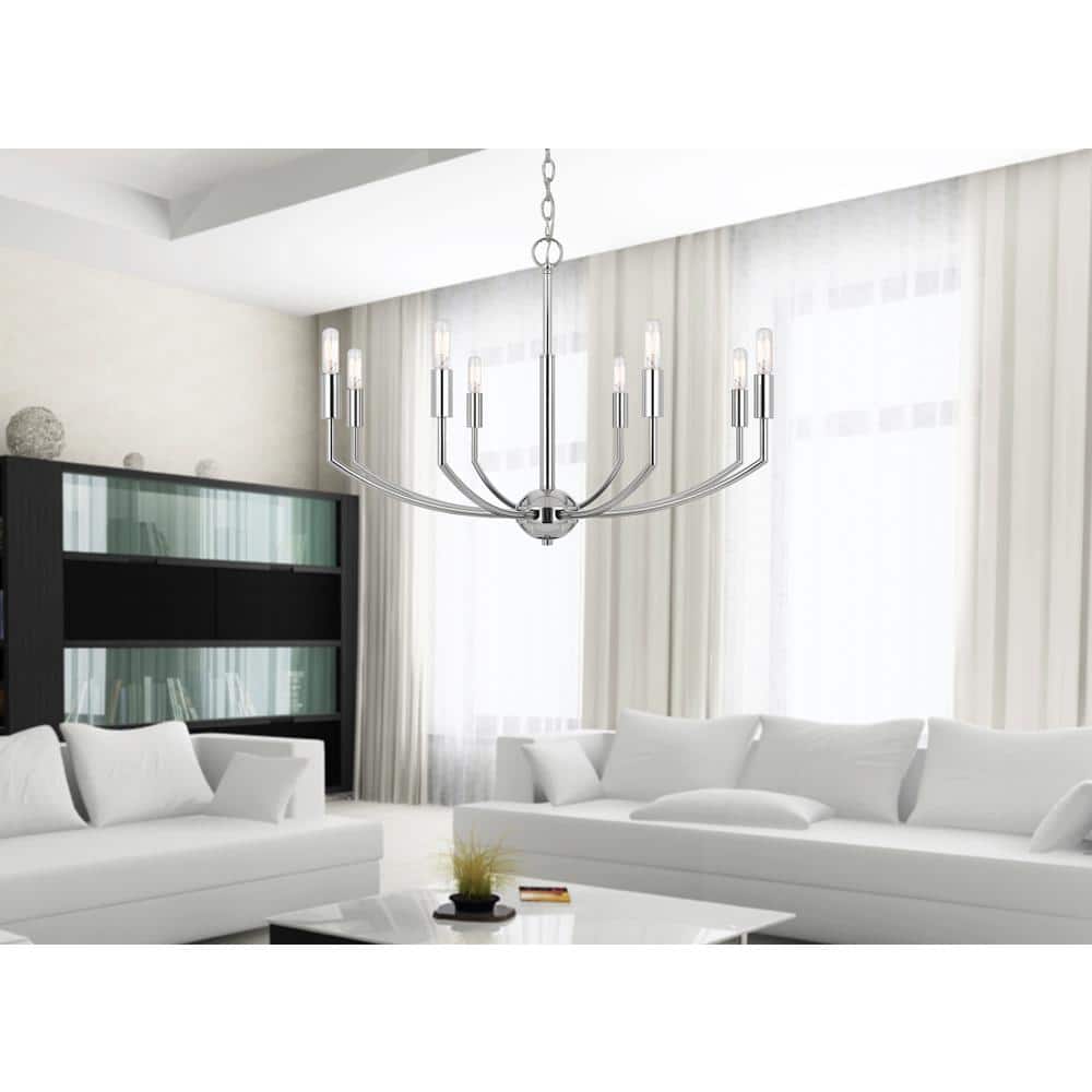 Maxton Chrome 8-Light 30" Wide Candle Style Chandelier
