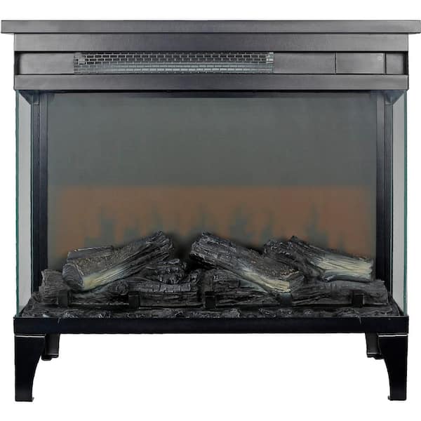 Mondawe 5,000 BTU 24 in. 400 sq. ft. Freestanding 3-Sided Glass Electric Fireplace in Black with Remote Control