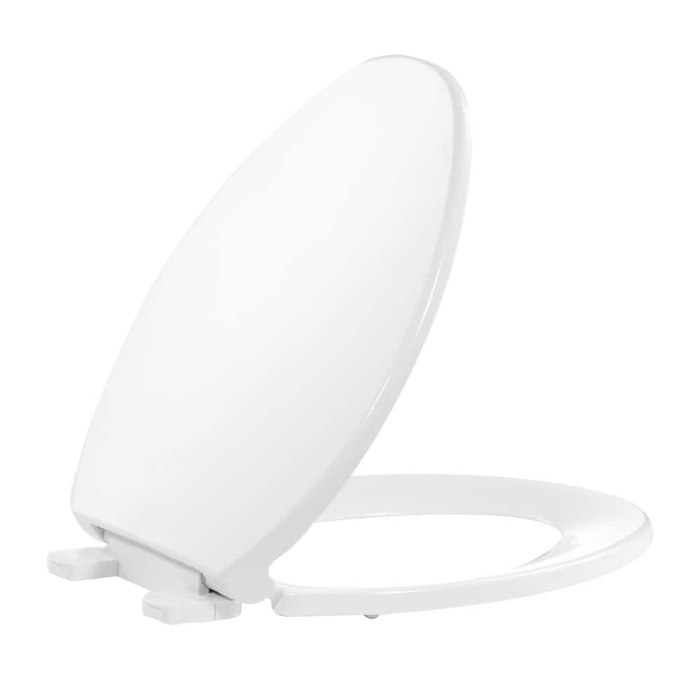 FBJ Oval Plastic Toilet Seat Soft Close in White  No Slam & Easy to Clean