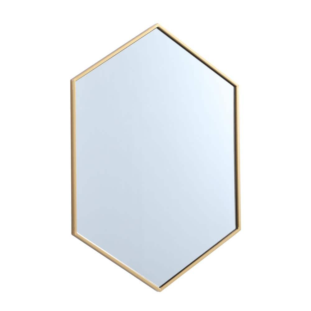 Contemporary Gold Hexagonal Wall Mirror with Metal Frame
