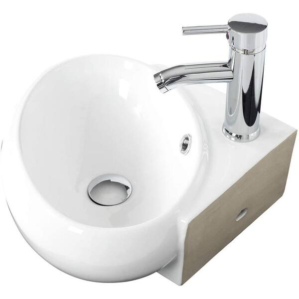 US Bathroom Corner White Ceramic Basin Vessel Sink Waste NO Pop-up Drain