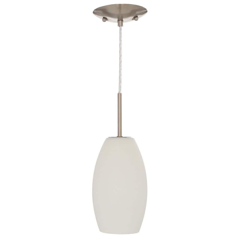 Eglo Batista 1 Matte Nickel Mini Pendant with Hand-Made Glass