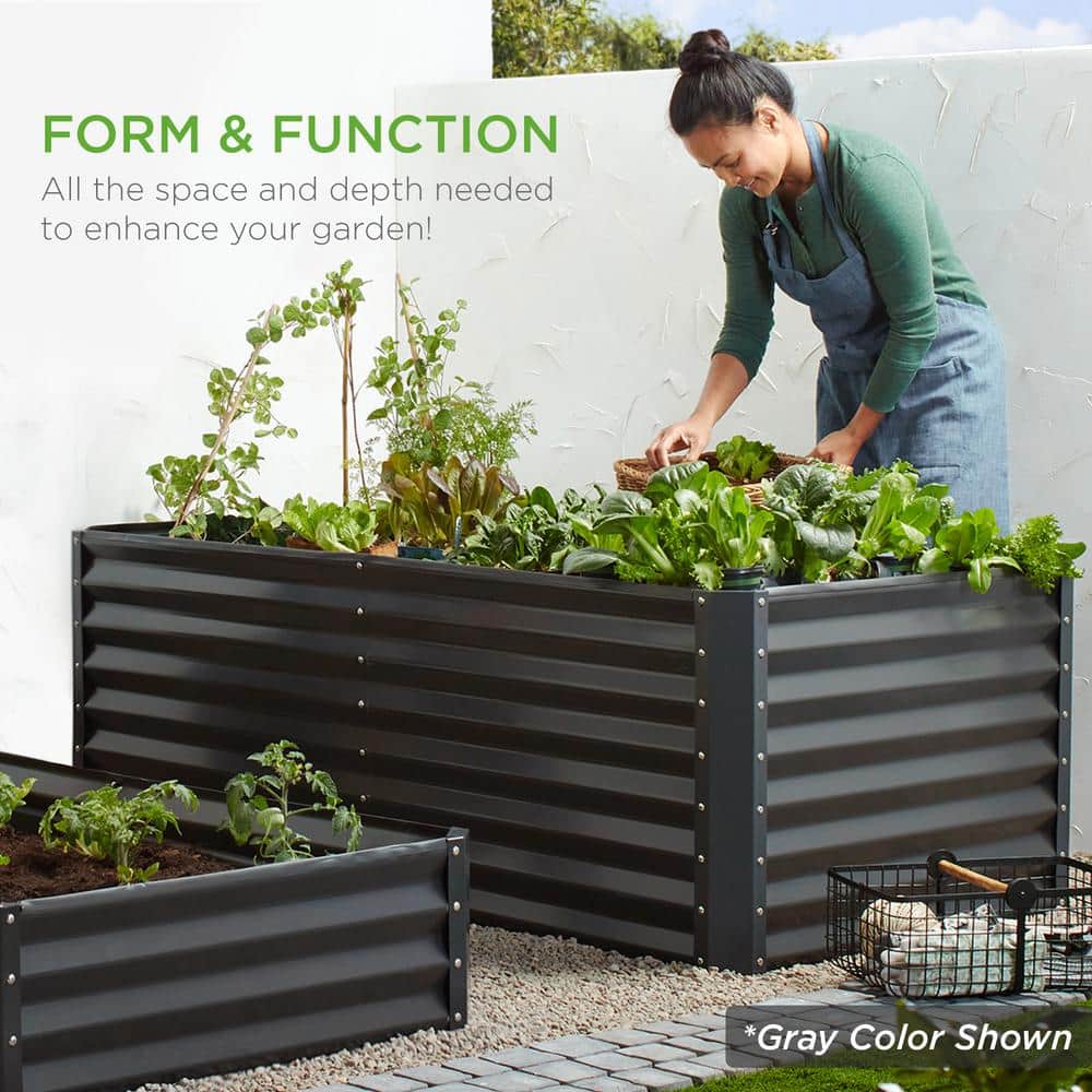 Beige 6x3x2ft Powder-Coated Steel Outdoor Raised Garden Bed
