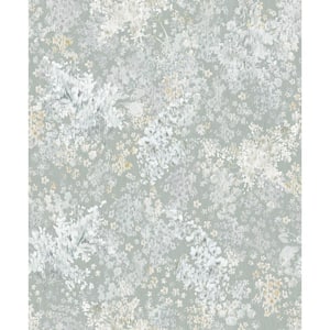Flora Collection Grey Soft Floral Foliage Matte Finish Non-Pasted Vinyl on Non-Woven Wallpaper Roll