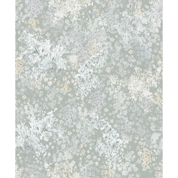Unbranded Flora Collection Grey Soft Floral Foliage Matte Finish Non-Pasted Vinyl on Non-Woven Wallpaper Sample