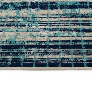 Zuma Beach Collection Blue 7 ft. 10 in. x 10 ft. Rectangle Indoor/Outdoor Area Rug