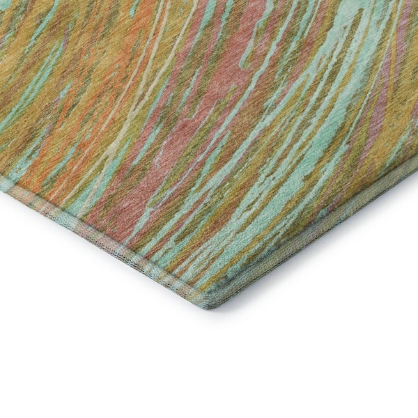 Mayfield Premium Machine Washable Abstract AMF2094 Gold 9 ft. x 12 ft. Area Rug