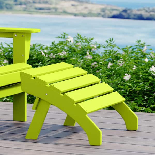 Altura Lime Plastic Outdoor Patio Weather Proof Folding Ottoman for Adirondack Chair