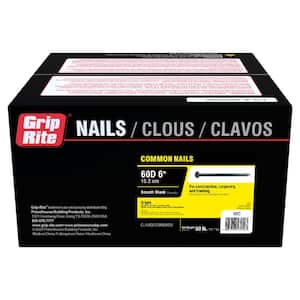 #2 x 6in. 60-Penny Bright Steel Smooth Shank Common Nails (50 lb.-Pack)