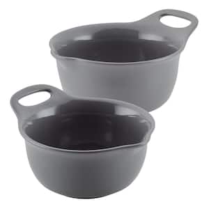 2-Piece Ceramic Dark Gray Mixing Bowl Set