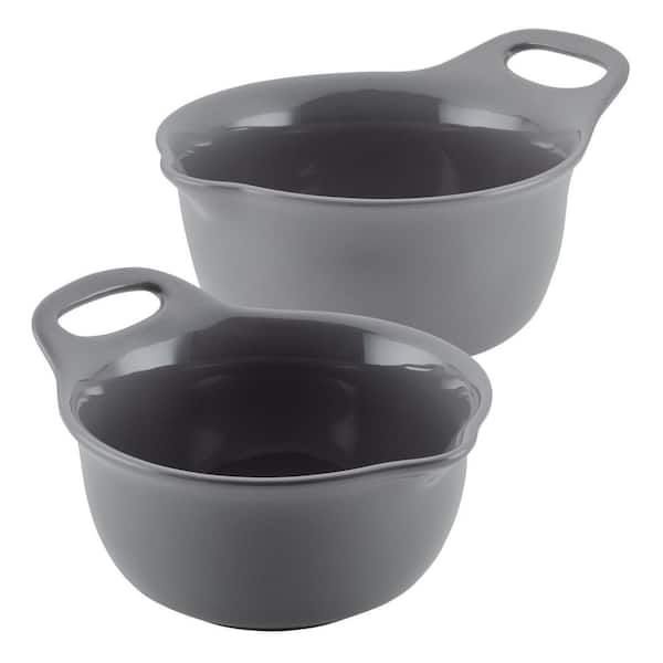Rachael Ray 2-Piece Ceramic Dark Gray Mixing Bowl Set