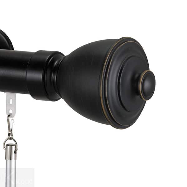 Art Decor Tekno 40 120 in. Non-Adjustable 1.5 in. Single Traverse Window Curtain Rod Set in Black with Melrose Finial