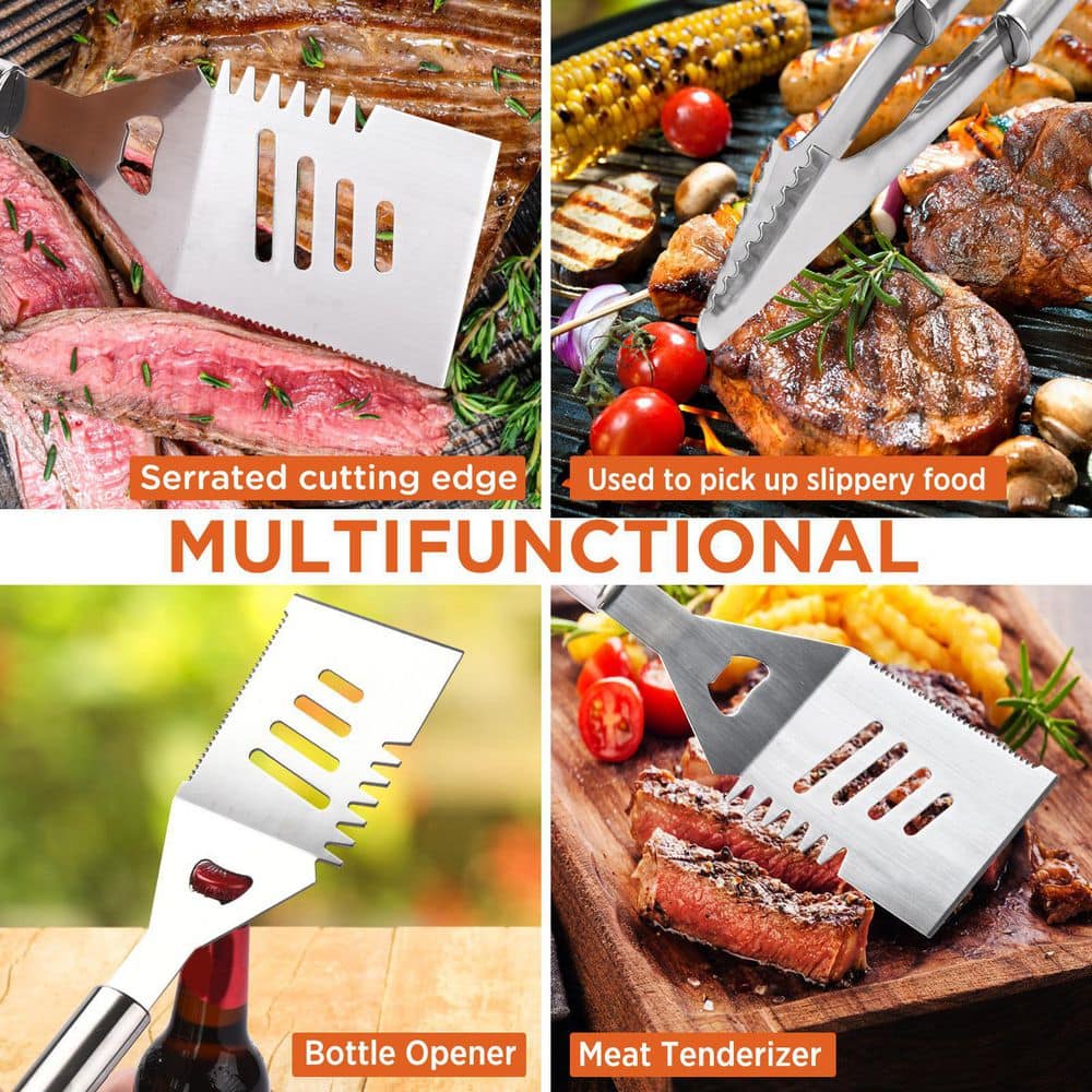 Commercial Chef 25-Piece Stainless Steel BBQ Grill Tool Set with Aluminum Case