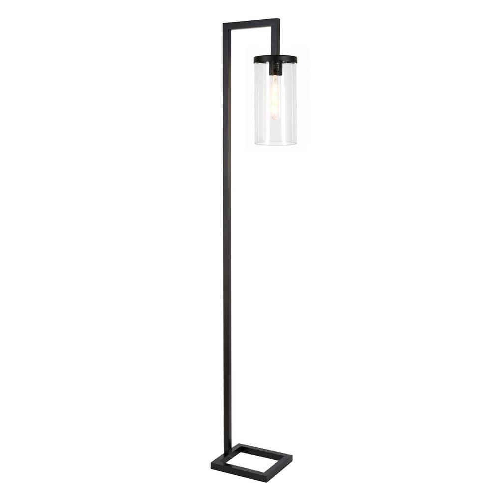 Malva Arc Blackened Bronze Floor Lamp with Clear Glass Shade