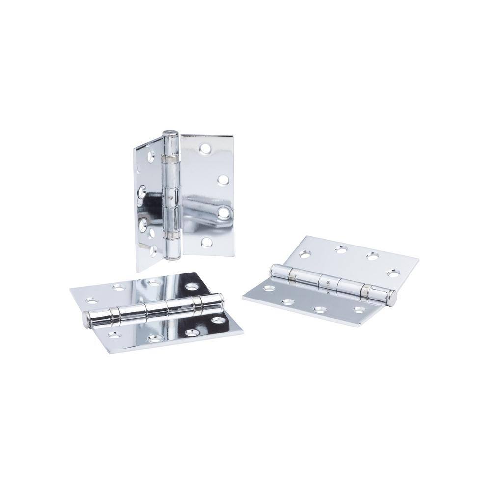 4.5 in. Bright Chrome Steel Ball Bearing Hinge Set
