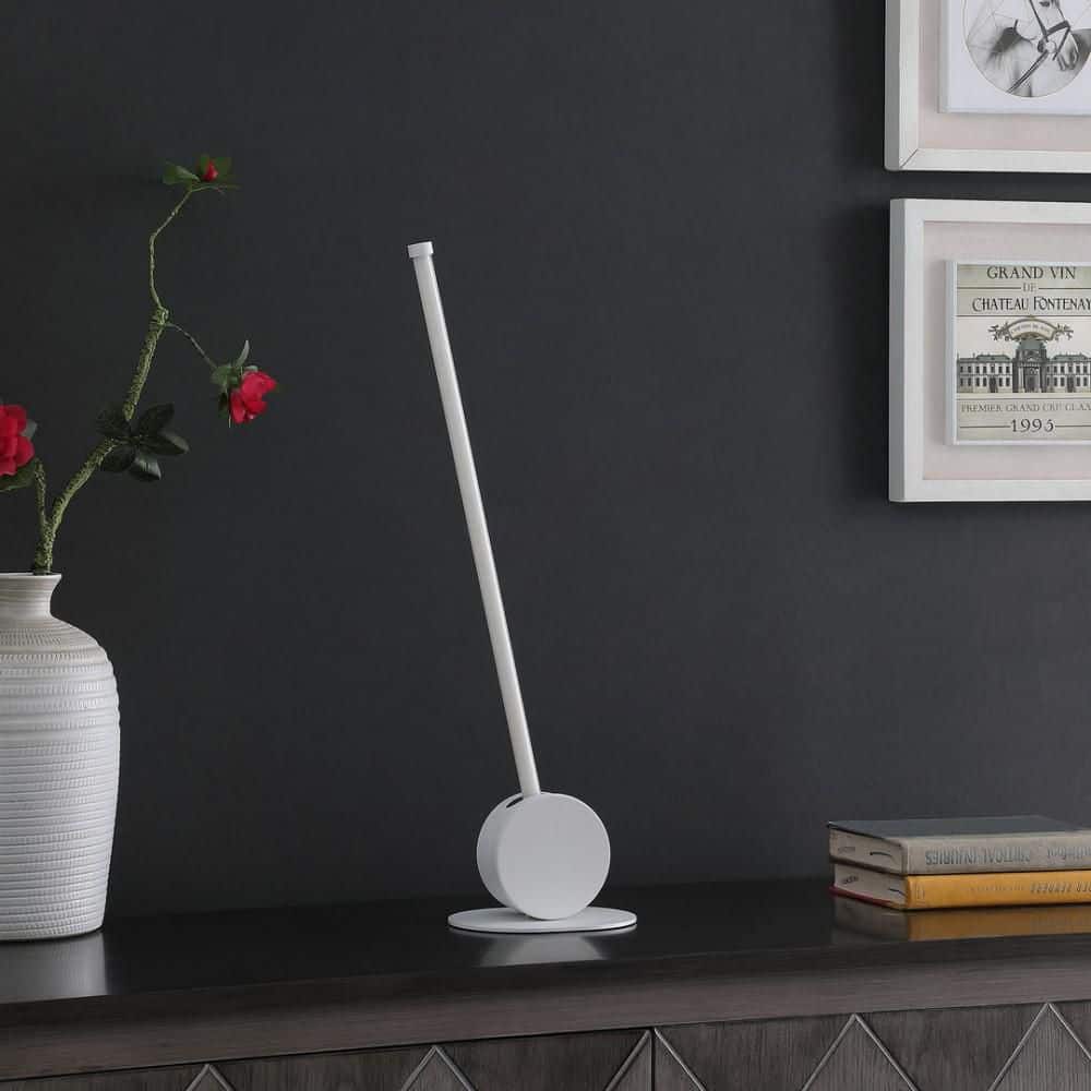 23 in. White Leaning Towering Stick Metal Table Lamp with Integrated LED, Minimalist Design for Office Desk and Bedroom price history on PriceWatchPro