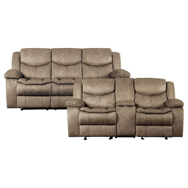 EVERGLADE HOME Austin 166 in. W Round Arm Microfiber Rectangle Sofa in Brown with 5-Seats