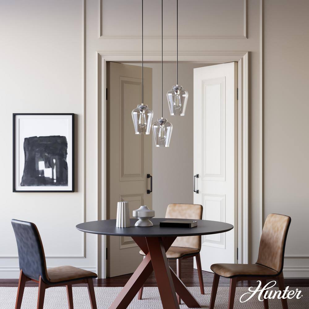 Hunter Vidria Brushed Nickel 3-Light Cluster Pendant Fixture