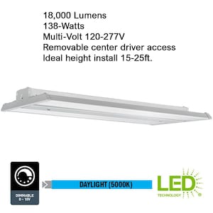 2 ft. 400-Watt Equivalent Integrated LED Dimmable White Linear High Bay Light 5000K Daylight 18000 Lumens 138-Watt