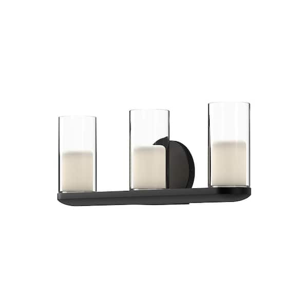 KUZCO Birch 19-in 1 Light 25-Watt Black/Clear Integrated LED Vanity Light
