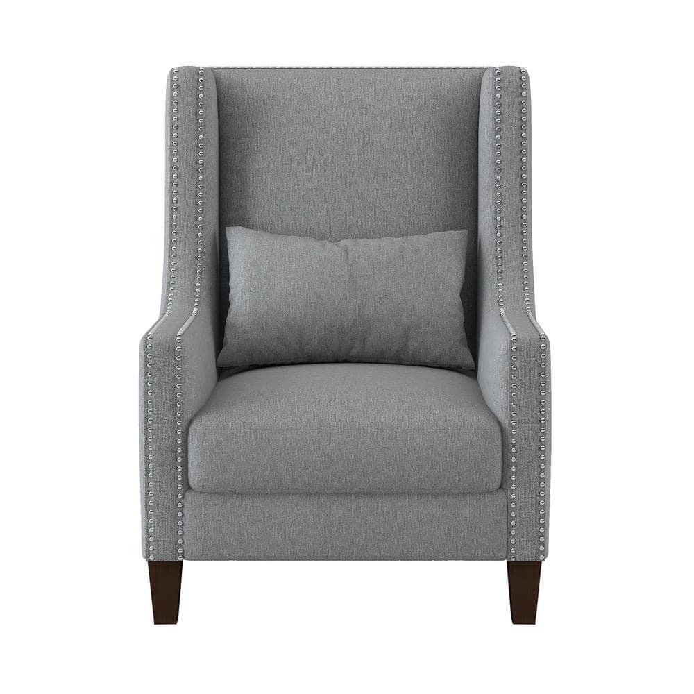 Modern Elegance Gray Manufactured Wood Accent Chair with Nailhead Trim