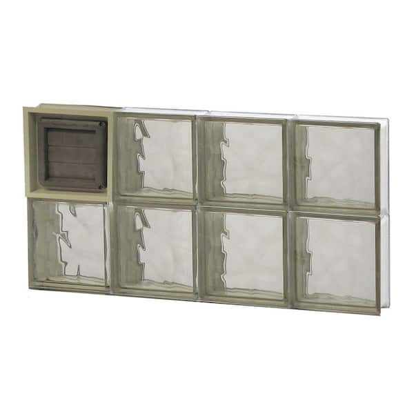 Clearly Secure 31 in. x 15.5 in. x 3.125 in. Frameless Wave Pattern Bronze Glass Block Window with Dryer Vent