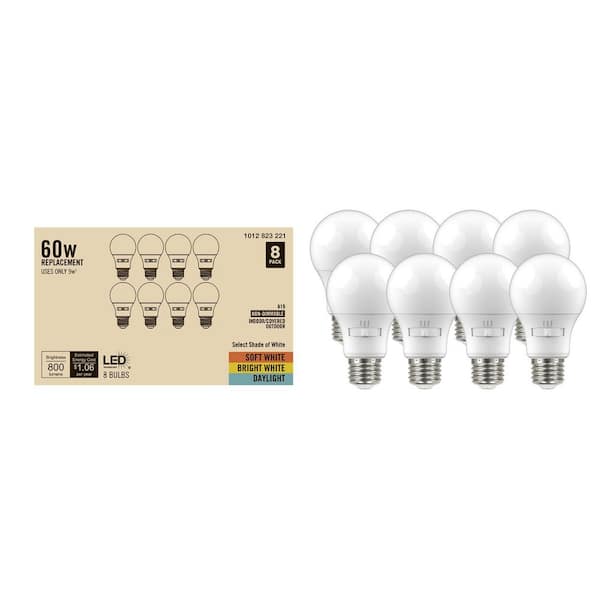 60-Watt Equivalent A19 LED Light Bulb with Selectable Color Temperature (8-Pack)