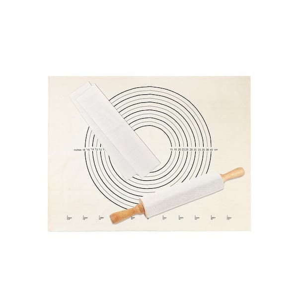 25" X 20" Heavy Cotton Canvas Pastry Cloth w Measurement, 2PCS 13" X 2.7" Flexible Rolling Pin Covers for Baking Bread