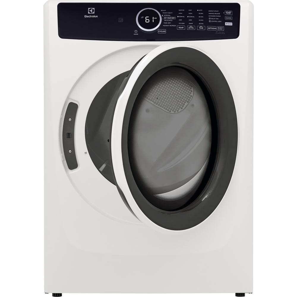 White Energy Star Front Load Electric Dryer with Steam and Moisture Sensing