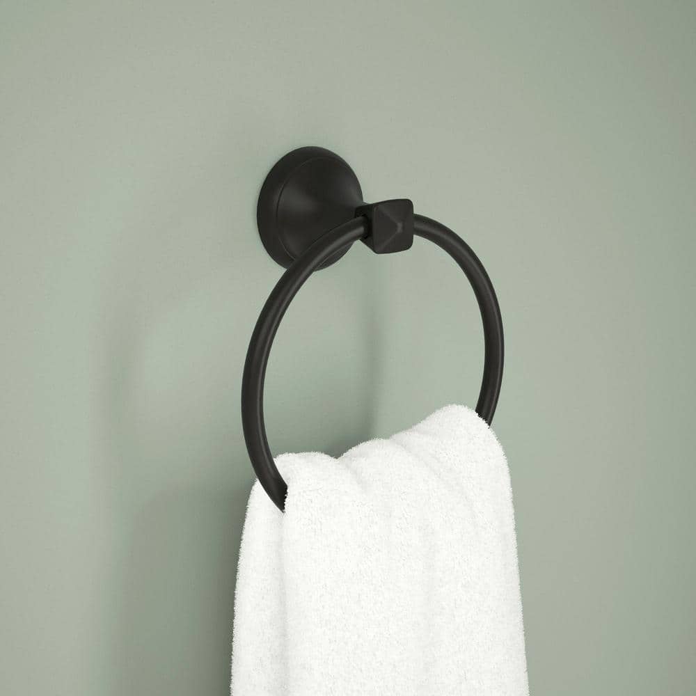 Matte Black Metal Wall Mounted Round Towel Ring