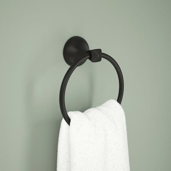 Esato Wall Mount Round Closed Towel Ring Bath Hardware Accessory in Matte Black