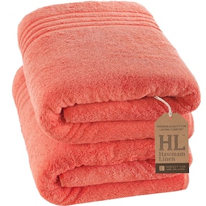 Jumbo Large Bath Sheets Towels 2-Pack Soft and Absorbent, Premium Quality 100% Cotton Towels (Coral Orange, Bath Sheet)