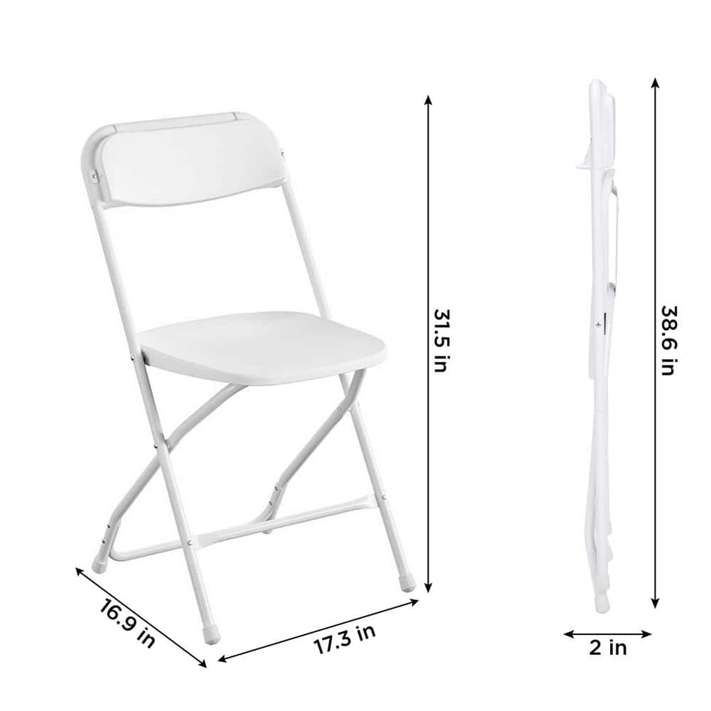 White Plastic Folding Chair Set with Steel Frame, 8-Pack