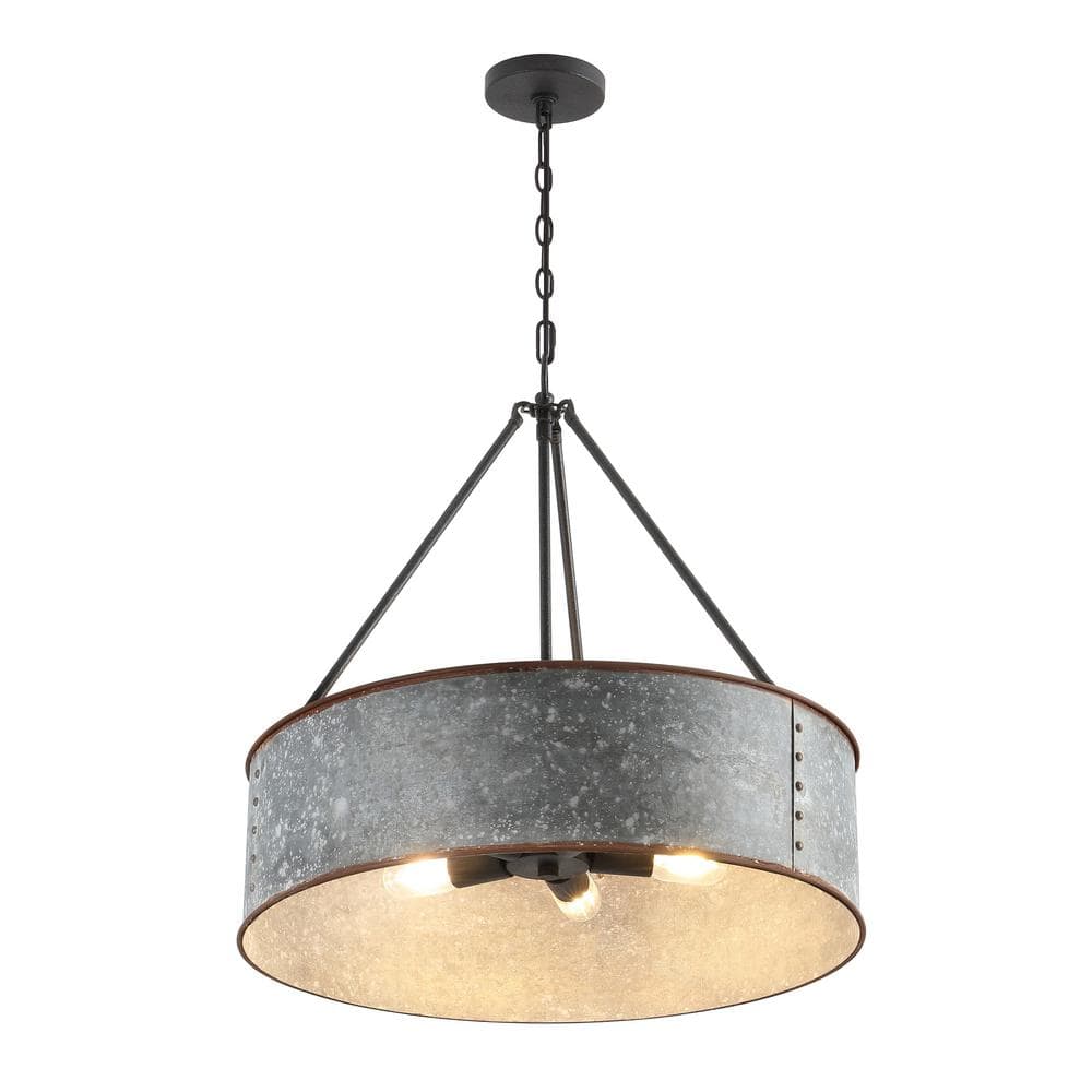 24 in. 5-Light Distressed Black Metal Drum Chandelier price history on PriceWatchPro