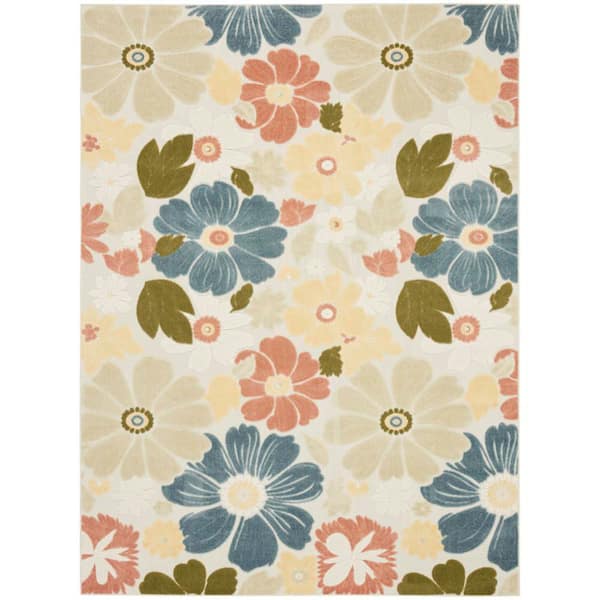 Aloha Multicolor 9 ft. x 12 ft. Floral Contemporary Area Rug