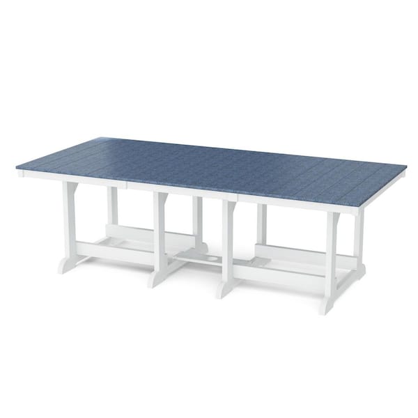 Heritage Patriot Blue and White HDPE Plastic 44 in. x 94 in. Outdoor Dining Table