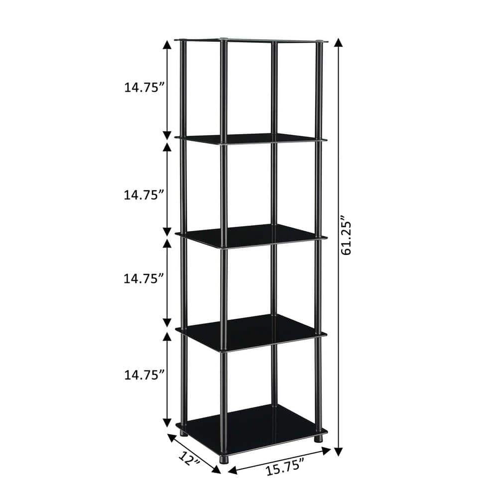Modern Black Tempered Glass 5-Tier Display Tower