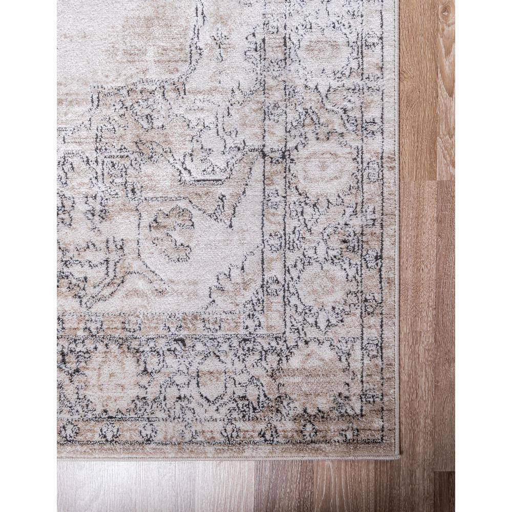 Modern Elegance Ivory & Gray Square Synthetic Area Rug, 4' x 4'